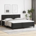 CZARNE ŁÓŻKO KONTYNENTALNE Z MATERACEM W ROZMIARZE SUPER KING POKRYTE SZTUCZNĄ SKÓRĄ