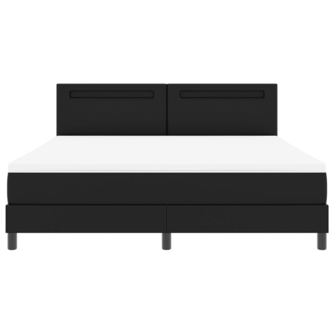 CZARNE ŁÓŻKO KONTYNENTALNE Z MATERACEM W ROZMIARZE SUPER KING POKRYTE SZTUCZNĄ SKÓRĄ
