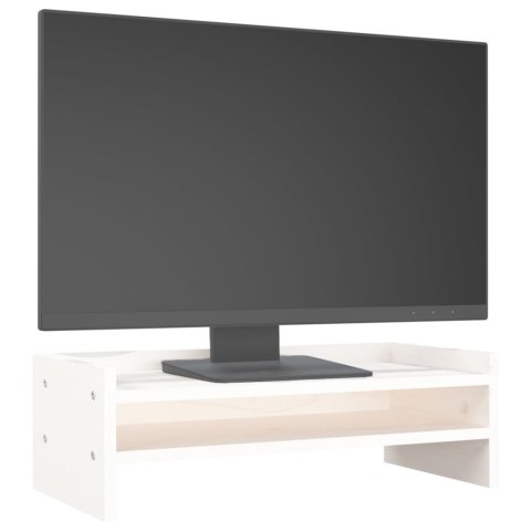 PODSTAWKA NA MONITOR BIAŁA 50X24X16CM LITE DREWNO SOSNOWE