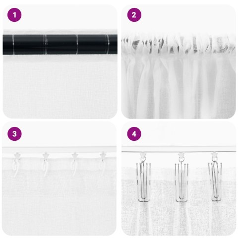 ZASŁONY Z ZASŁONAMI 2 PCS BIAŁY 140X 245CM POLIESTER