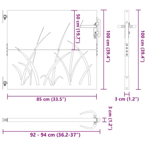 BRAMA OGRODOWA CZARNY 105X 100CM STAL MALOWANA PROSZKOWO