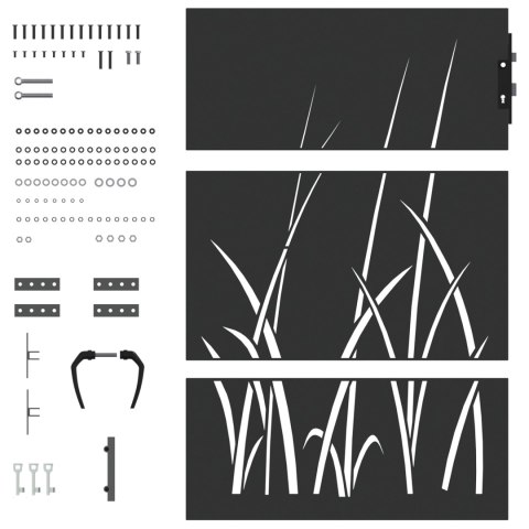 BRAMA OGRODOWA CZARNY 105X 125CM STAL MALOWANA PROSZKOWO