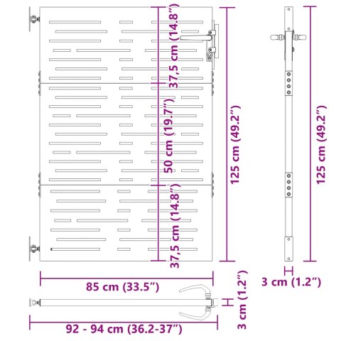 BRAMA OGRODOWA CZARNY 105X 125CM STAL MALOWANA PROSZKOWO