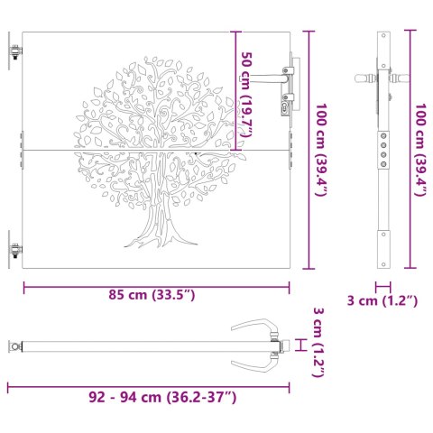 BRAMA OGRODOWA INNY CZARNY 100X 100CM STAL MALOWANA PROSZKOWO