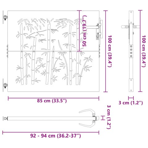 BRAMA OGRODOWA INNY CZARNY 105X 100CM STAL MALOWANA PROSZKOWO