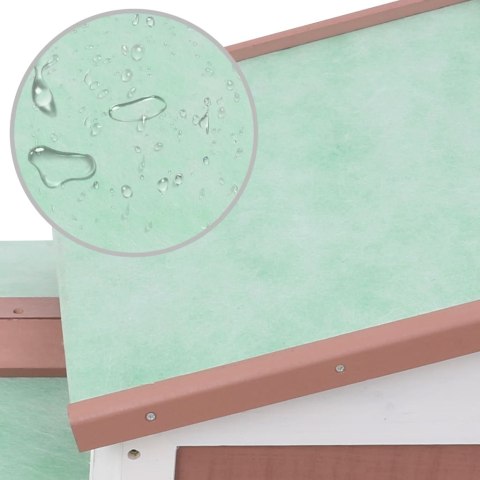 DUŻA KLATKA DLA KRÓLIKÓW BRĄZOWO-BIAŁA 145X45X85CM DREWNO