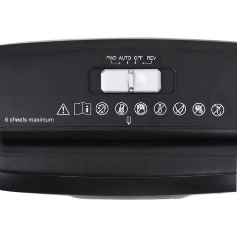 NISZCZARKA DO PAPIERU NA 6 ARKUSZY CIĘCIE W PASKI CZARNA