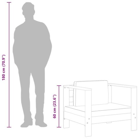 FOTEL OGRODOWY Z PODUSZKĄ CIEMNOSZARY LITE DREWNO AKACJOWE