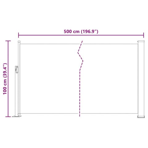 WYSUWANA MARKIZA BOCZNA NA TARAS 100X500CM CZARNA