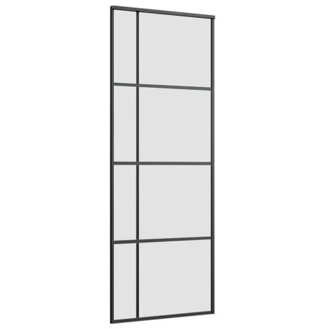 DRZWI PRZESUWNE Z ZESTAWEM OKUĆ CZARNE 76X205CM ESG SZKŁO