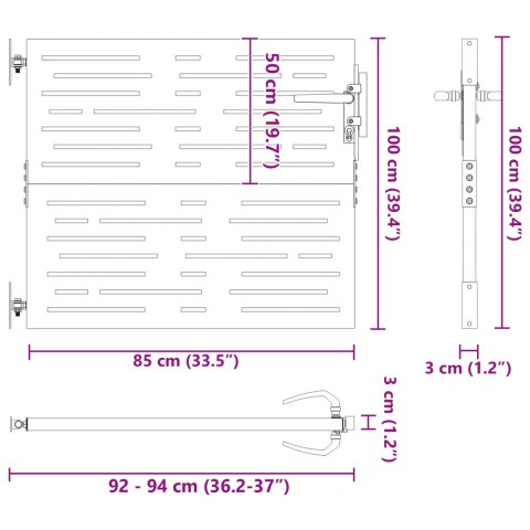 BRAMA OGRODOWA CZARNY 105X 100CM STAL MALOWANA PROSZKOWO