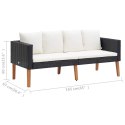 2-OSOBOWA SOFA OGRODOWA Z PODUSZKAMI RATTAN PE CZARNY