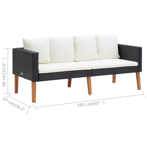 2-OSOBOWA SOFA OGRODOWA Z PODUSZKAMI RATTAN PE CZARNY