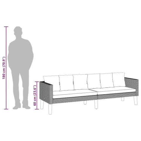 3-OSOBOWA SOFA OGRODOWA Z PODUSZKAMI RATTAN PE CZARNY