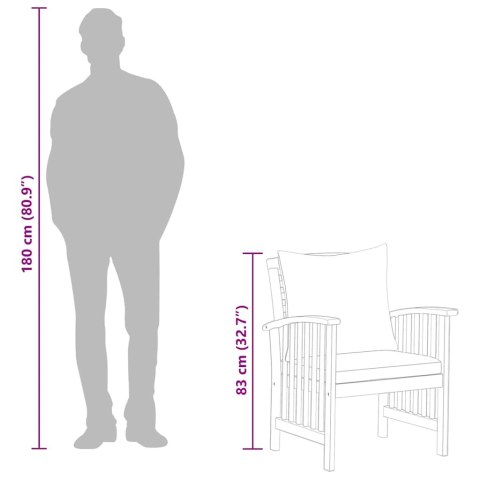 KRZESŁA OGRODOWE Z PODUSZKAMI 2SZT. DREWNO AKACJOWE