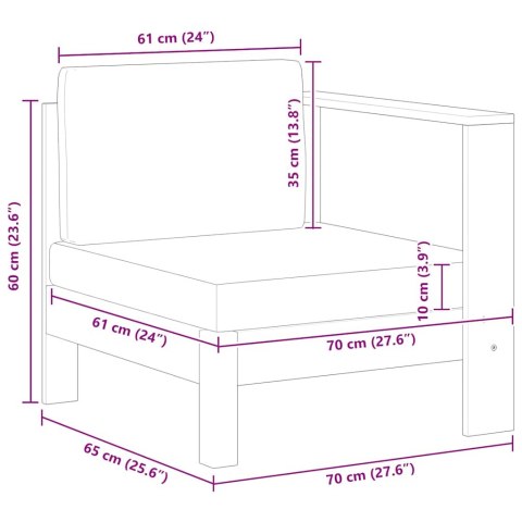 MODUŁ SOFY ŚRODKOWEJ 1 PODŁOKIETNIK CIEMNOSZARA PODUSZKA