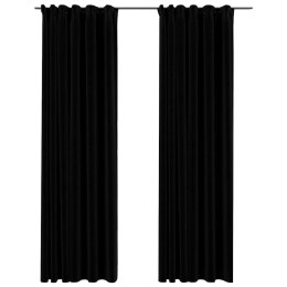 ZASŁONY STYLIZOWANE NA LNIANE 2 SZT. CZARNE 140X225CM