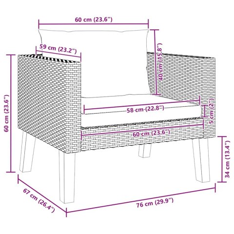 FOTEL SOFA OGRODOWA Z PODUSZKAMI RATTAN PE BEŻ