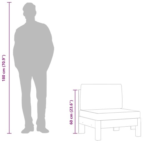 MODUŁ SOFY ŚRODKOWEJ KREMOWE PODUSZKI DREWNO AKACJOWE