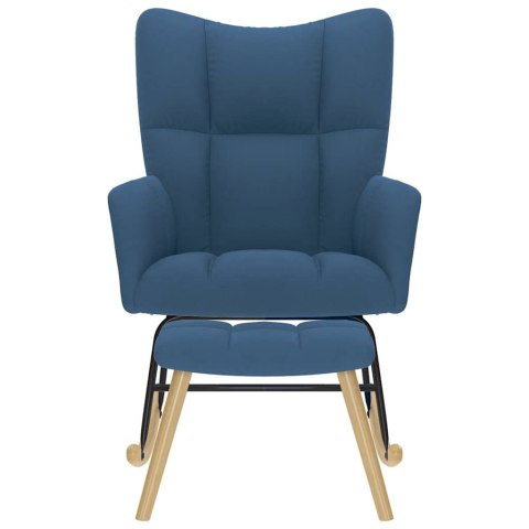 FOTEL BUJANY Z PODNÓŻKIEM NIEBIESKI OBITY TKANINĄ