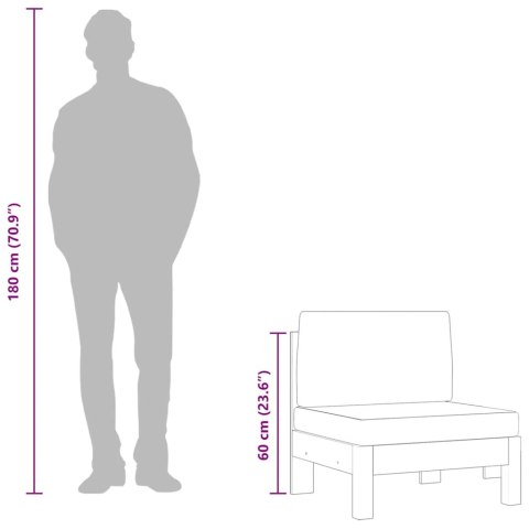 MODUŁ SOFY ŚRODKOWEJ Z CIEMNOSZARYMI PODUSZKAMI DREWNO AKACJOWE