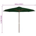 PARASOL OGRODOWY NA DREWNIANYM SŁUPKU 350CM ZIELONY