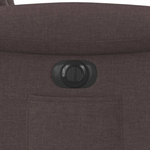 ELEKTRYCZNY FOTEL ROZKŁADANY CIEMNOBRĄZOWY OBITY TKANINĄ