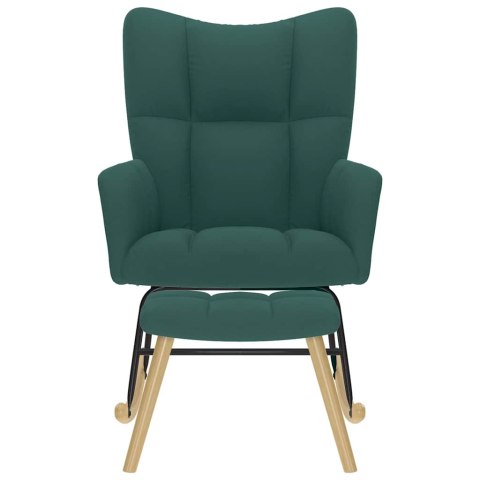 FOTEL BUJANY Z PODNÓŻKIEM CIEMNOZIELONY TKANINA