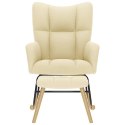 FOTEL BUJANY Z PODNÓŻKIEM KREMOWY OBITY TKANINĄ
