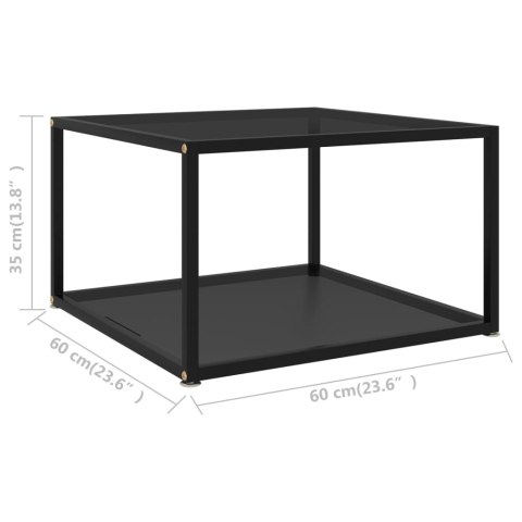 STOLIK KAWOWY CZARNY 60X60X35CM SZKŁO HARTOWANE