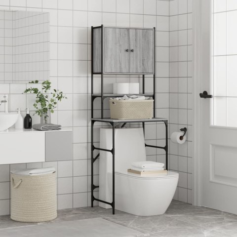 SZAFKA ŁAZIENKOWA Z PÓŁKAMI NA PRALKĘ SZARY DĄB SONOMA 68X48,5X194CM