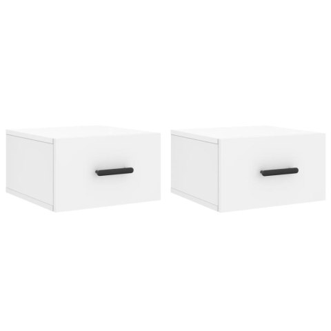 WISZĄCE SZAFKI NOCNE 2 SZT. BIAŁE 35X35X20CM