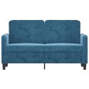 VidaXL Sofa 2-osobowa, niebieski, 120 cm, tapicerowana aksamitem