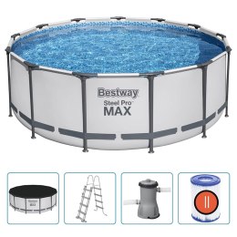 BESTWAY BASEN OGRODOWY STEEL PRO MAX Z AKCESORIAMI OKRĄGŁY 396X122CM