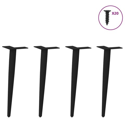 NOGI DO STOLIKA KAWOWEGO W KSZTAŁCIE STOŻKA 4 SZT. CZARNE 30-31CM STALOWE