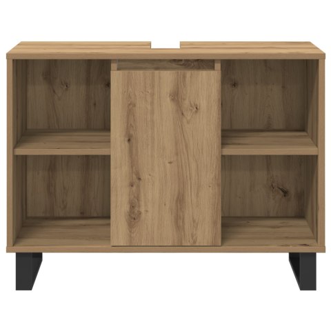 ZESTAW MEBLI ŁAZIENKOWYCH 3 CZĘŚCIOWY DĄB RZEMIEŚLNICZY DREWNO INŻYNIERYJNE