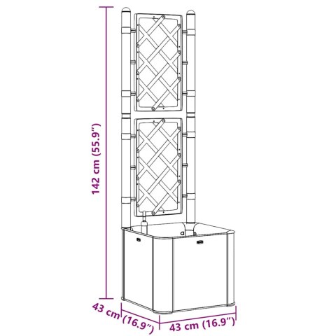 PODWYŻSZONA DONICA Z TRELIAŻEM I SYSTEMEM PODLEWANIA ANTRACYT