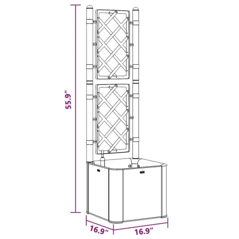 PODWYŻSZONA DONICA Z TRELIAŻEM I SYSTEMEM PODLEWANIA SZARA