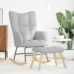 FOTEL RELAKSACYJNY Z PODNÓŻKIEM SZARY CHMUROWY TKANINA