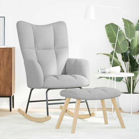 FOTEL RELAKSACYJNY Z PODNÓŻKIEM SZARY CHMUROWY TKANINA