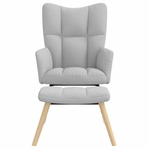 FOTEL RELAKSACYJNY Z PODNÓŻKIEM SZARY CHMUROWY TKANINA