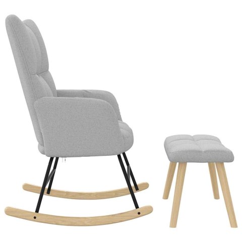 FOTEL RELAKSACYJNY Z PODNÓŻKIEM SZARY CHMUROWY TKANINA