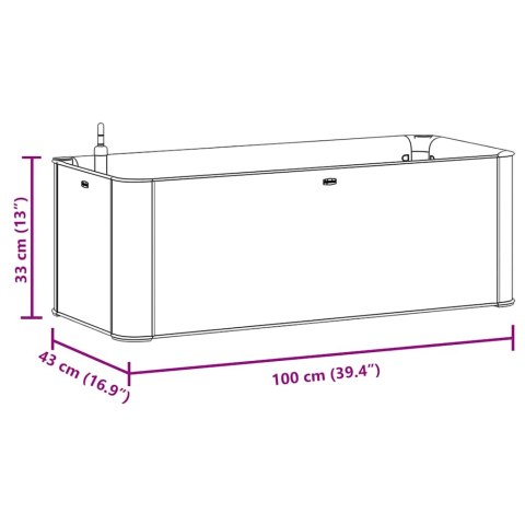 PODWYŻSZONA DONICA Z SYSTEMEM PODLEWANIA ANTRACYT 100X43X33CM