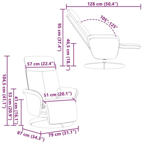 ROZKŁADANY FOTEL Z PODNÓŻKIEM CIEMNOSZARY TKANINA
