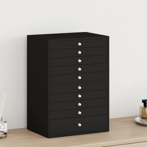 PUDEŁKO NA BIŻUTERIĘ 10-WARSTWOWE Z UCHWYTAMI NA ZEGARKI CZARNE