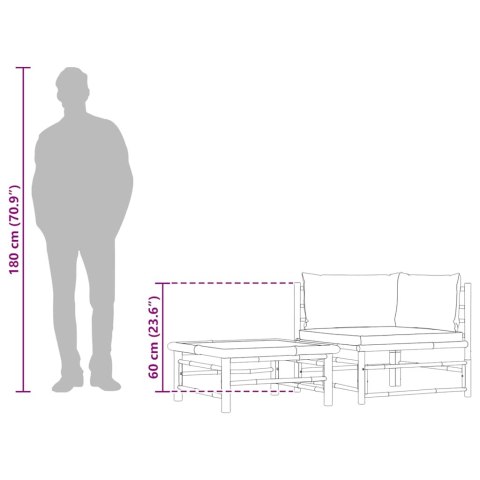 2-CZ. ZESTAW MEBLI DO OGRODU CIEMNOSZARE PODUSZKI BAMBUS