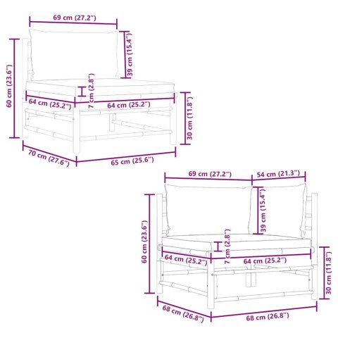 2-CZ. ZESTAW MEBLI DO OGRODU CIEMNOSZARE PODUSZKI BAMBUS