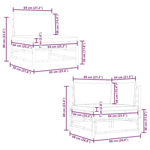 2-CZ. ZESTAW MEBLI DO OGRODU ŚMIETANKOWE PODUSZKI BAMBUS