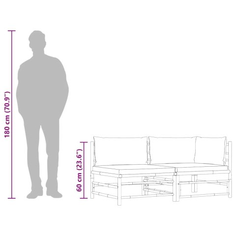 2-CZ. ZESTAW MEBLI DO OGRODU ŚMIETANKOWE PODUSZKI BAMBUS