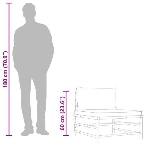 OGRODOWA SOFA ŚRODKOWA ŚMIETANKOWE PODUSZKI BAMBUS